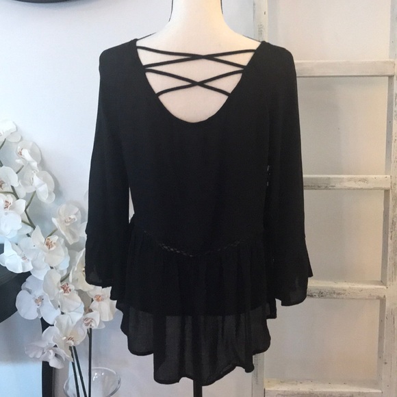 Ruffled High-Low Top With Criss Cross Back - Picture 5 of 7